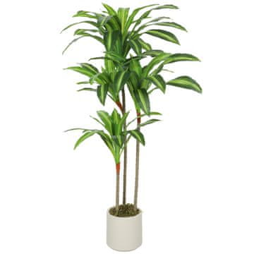 Homestar Umjetno Dracaena Stablo 120 cm s Fleksibilnim Stabljikama i Bijelom Saksijom