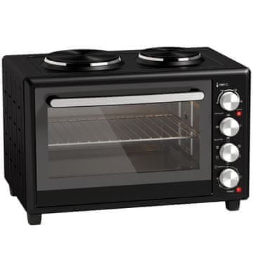 Homestar Mini pećnica 36L s 2 ploče za kuhanje, električna stolna pećnica s konvekcijom, 90–230 °C