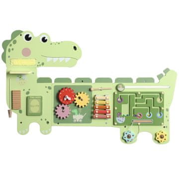 Homestar Montessori ploča za motoričke vještine Dinosaur, zidna s ksilofonom, satom, zupčanicima i zvučnim šipkama