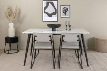Venture Design AB Set za blagovanje Jimmy stol 76x150x90 cm stolica 52x76x40 cm crna bijela siva