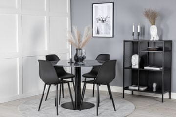Venture Design AB Set za blagovanje, okrugli stol 106x75 cm, crni, stol i stolice
