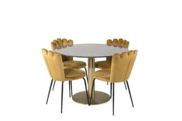 Venture Design AB Set za blagovanje Estelle i Limhamn, stol 106x75 cm, tamnosiva i žuta