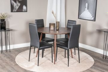 Venture Design AB Set za blagovanje Plaza stol 100x75 cm orah stolica 48x98x42 cm crna