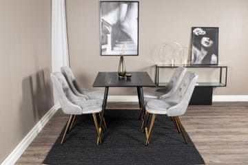 Venture Design AB Set za blagovanje s stolom i stolicama Dipp Velvet Deluxe, stol 75x120x85 cm, crno-sivi