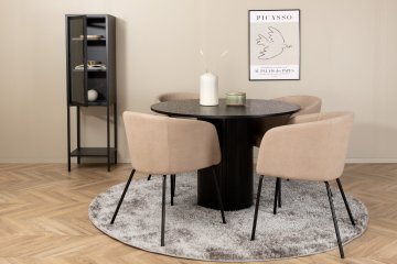 Venture Design AB Set blagovaonskog stola i stolica Bianca, okrugli stol 110x74 cm i 4 Berit stolice, crna i bež