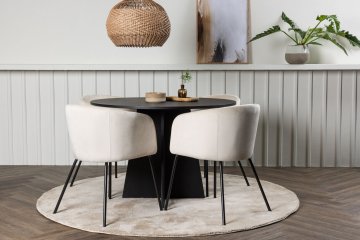 Venture Design AB Set blagovaonskog stola i stolica Bootcut i Berit, stol 110x75 cm, crni, bež