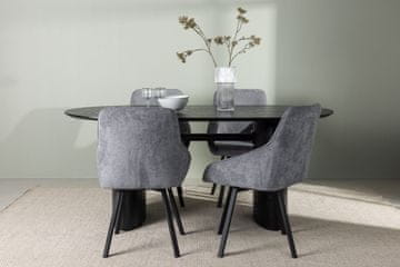 Venture Design AB Set blagovaonskog stola i stolica Isolde i Rosie, stol 180x90x75 cm, crno-sivi