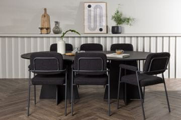 Venture Design AB Set blagovaonskog stola i stolica Bootcut Oval i Yesterday 75x230x115 cm Crni