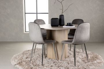 Venture Design AB Set blagovaonskog stola i stolica Olivia i Eva, stol 110x75 cm, bijeli prani drveni izgled i svijetlo siva