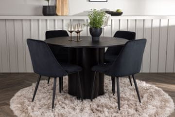 Venture Design AB Set blagovaonskog stola i stolice Olivia i noćni ormarić 110x75 cm Stolica 56x87x49 cm Crna