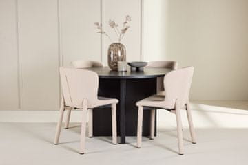 Venture Design AB Set blagovaonskog stola i stolica Strada stol i 4 Astoria stolice 120x74 cm crna i bež
