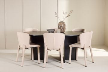 Venture Design AB Set blagovaonskog stola i stolica Strada stol s 6 Astoria stolica 120x74 cm crna i bež