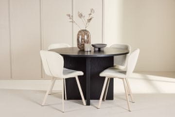 Venture Design AB Set blagovaonskog stola i stolica Strada stol 120x74 cm i 4 Lilja stolice crne i bež boje
