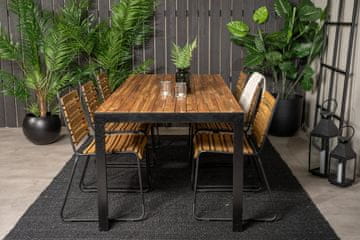 Venture Design AB Set blagovaonskog stola i stolica 205x90x76 cm, stol crne boje, prirodni izgled