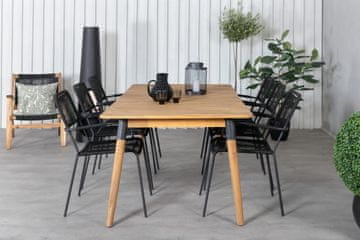 Venture Design AB Set blagovaonskog stola i naslonjača Julian i Lindos 75x210x100 cm Crna i Prirodna
