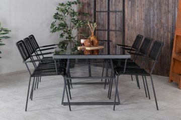 Venture Design AB Set blagovaonskog stola i naslonjača Dallas Lindos 193x90x77 cm Crni