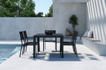 Venture Design AB Set blagovaonskog stola i stolica, proširivi stol i 6 složivih stolica, 160x100x75 cm, crni