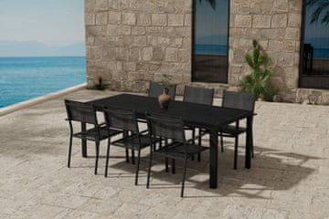 Venture Design AB Blagovaonski set Mirko stol i 6 stolica Copacabana Stol 74x205x90 cm Crni