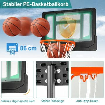 Costway Košarkaški stalak podesive visine 90/158-210 cm zelene boje