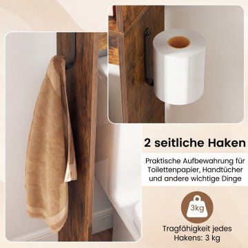 Costway Ormarić za pohranu iznad WC školjke 170 cm, rustikalno smeđi