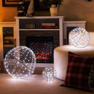 Costway Set od 3 LED dekorativne kugle s 435 LED dioda za vješanje i postavljanje