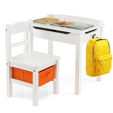 Costway Set dječjeg stola i stolice Wood Activity s prostorom za pohranu, bijeli