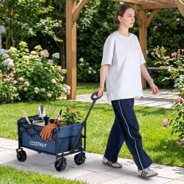Costway Sklopivi kolica 92L nosivosti 150kg plava