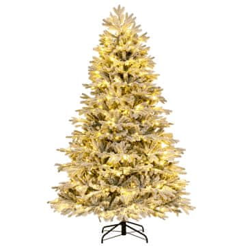 Costway Umjetno božićno drvce 210 cm s 450 LED lampicama tople bijele boje i efektom snijega
