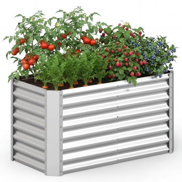 Costway Povišena vrtna gredica od pocinčanog metala 4x2x2 ft srebrna