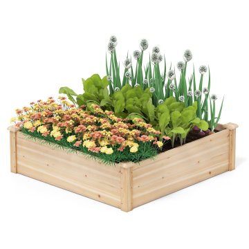 Costway Povišeni drveni vrtni gredica 102x102x30 cm s bazom