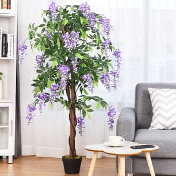 Costway Umjetno stablo s cvjetovima glicinije 150 cm