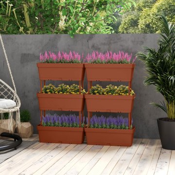 Costway 6 komada vrtnih kutija za biljke, podignuti vertikalni crveni planter