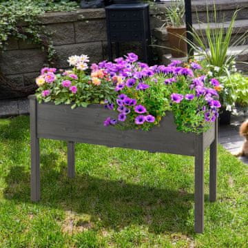 Costway Povišena sadilica za povrće od jelovine 125x59x76 cm siva
