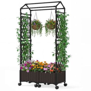 Costway Saksija za cvijeće s rešetkom i visećim krovom 154x40x162 cm smeđa