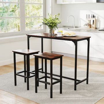 Costway Set za blagovanje od 3 dijela, industrijski stol za kuhinju 120 cm s 2 barske stolice