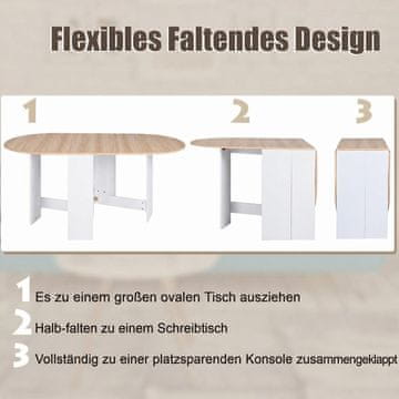 Costway Sklopivi okrugli stol 163x80x75 cm bijeli