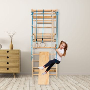Costway Drvena švedska ljestve za gimnastiku s penjalicom