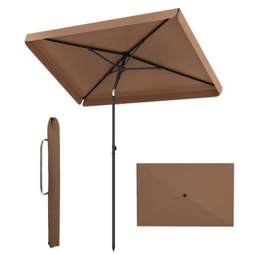 Costway Pravokutni vanjski balkon suncobran 6,5x4,3 ft, smeđi
