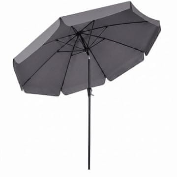 Costway Vrtni suncobran 286 cm s ručicom i nagibom sjenila 30° sivi