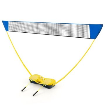 Costway Prijenosni set za badminton s mrežom i spremnikom, žuti