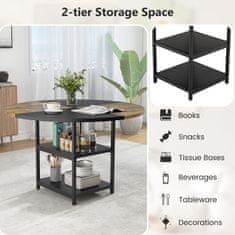 Costway Blagovaonski stol 120 cm, crni dvo-tonirani dizajn s blokovima boja