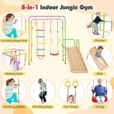 Costway Unutarnji džungla gimnastika 8-u-1 penjački set za igre za djecu 3+, šareni