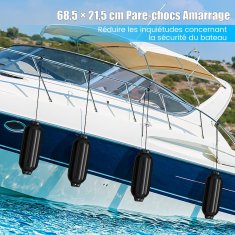 Costway Čuvar za čamac 4 rebra 8,5x27 inča crni