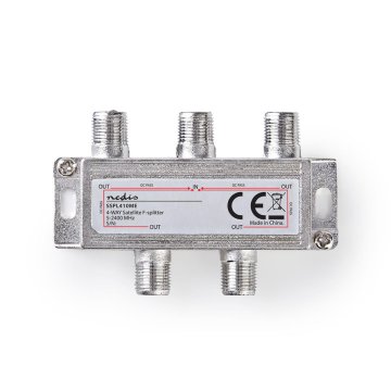 Nedis Satelitski razdjelnik | 5 - 2400 MHz | 11,5 dB | Broj ulaza: 1 | Broj izlaza: 4 | Impedancija: 75 Ohma | Cink | Srebro