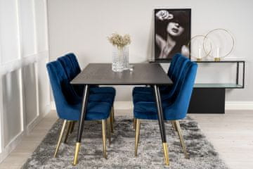 Venture Design AB Set za blagovanje Dipp, stol i stolice, 75x180x90 cm, crna, plava