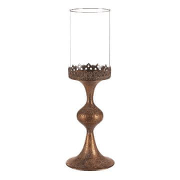 Autronic Svijećnjak Metal candlestick with glass - 47 cm high, gold (FUP527)