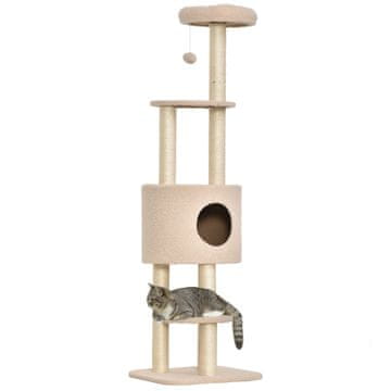 Homestar Stablo za mačke 148 cm s pećinom, 4 igračke, sisal stupovi, velika platforma, višerazinsko za mačke do 5 kg