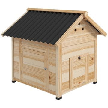 Homestar Kućica za Patke Mala Životinjska Kućica 2 Ulaza 2 Rampe 78x90x92 cm Prirodna Crna