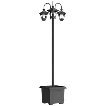 Homestar Solarna podna lampa s fenjerom i posudom za cvijeće, podesive visine 185 cm, vanjska vrtna lampa s 3 glave i senzorom svjetla