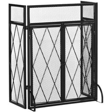 Homestar Zaštitni zaslon za kamin sklopivi 3-dijelni 120x79 cm crni